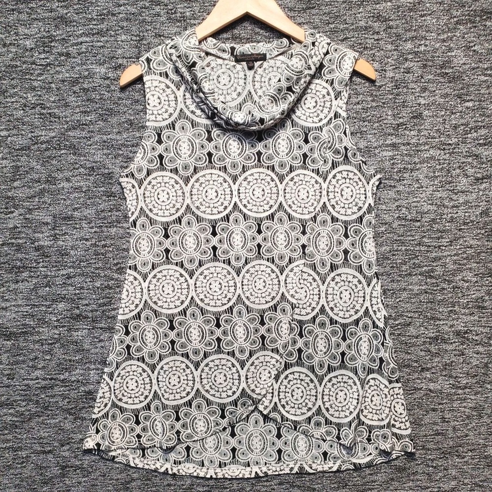 Caroline Morgan Top Womens 8 White Sleeveless Cowl‎ Neck Crossover Mod Boho Chic